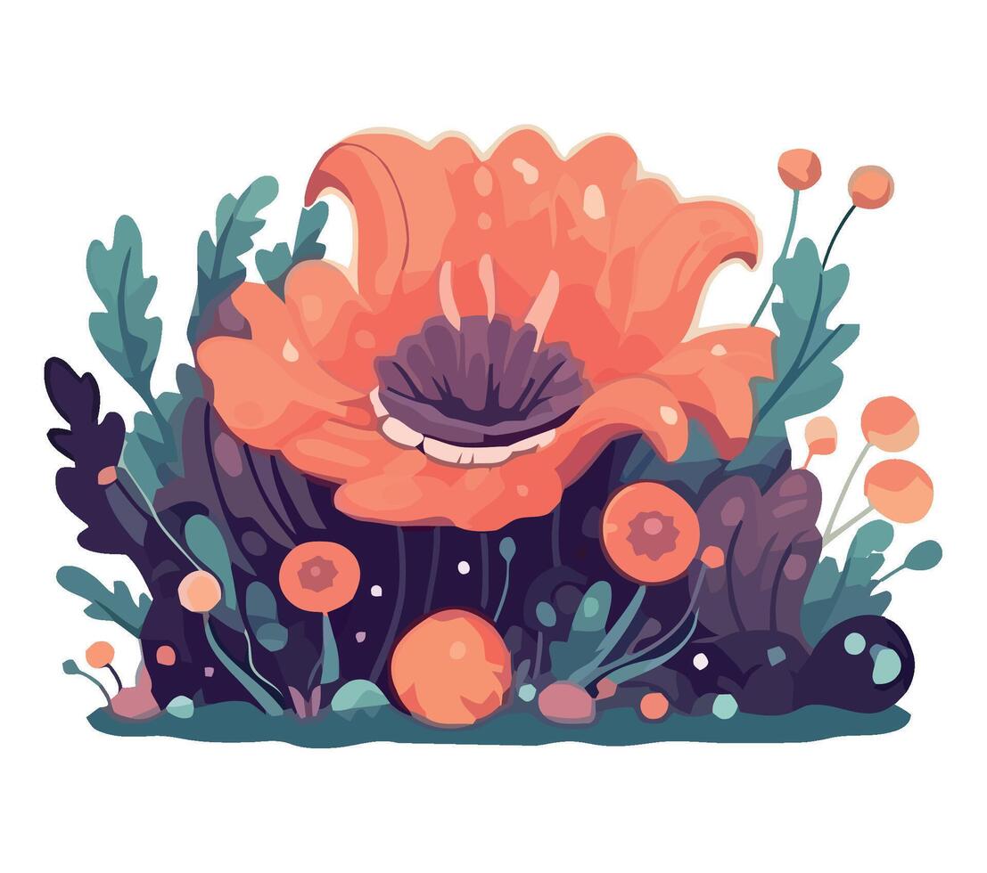 Poppy flowers in the forest vector