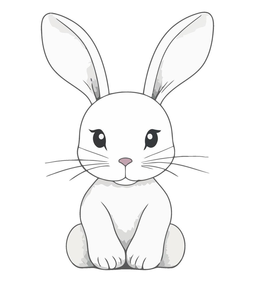 A cartoon white rabbit sitting down vector