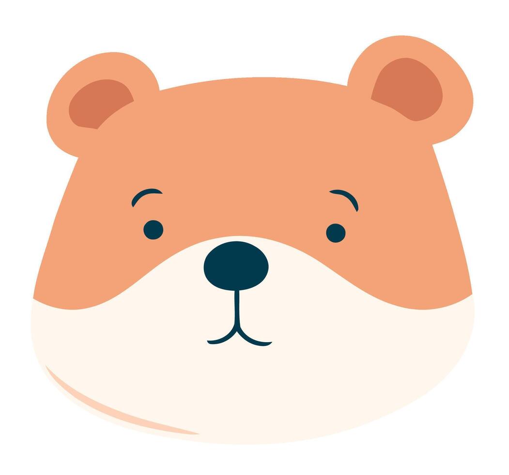 A cartoon bear face with a big nose vector