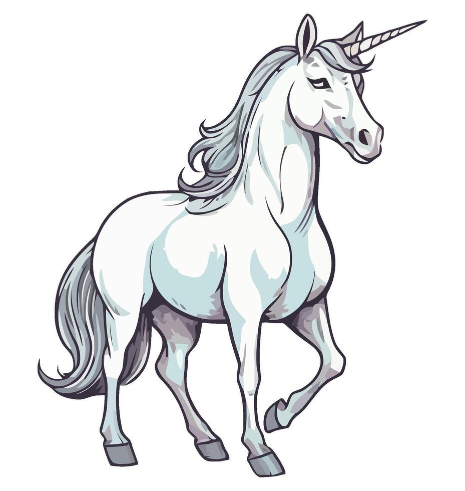 An illustration of a white unicorn vector
