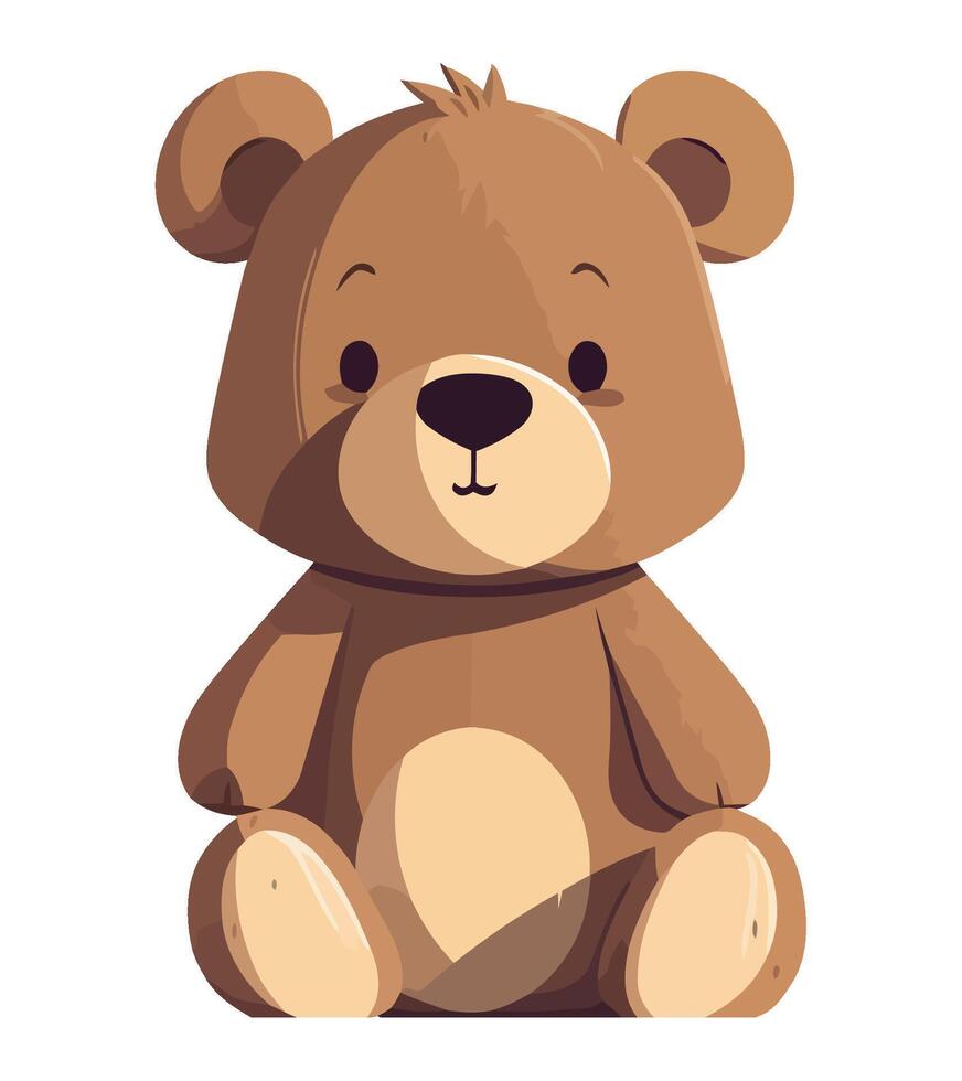 A cartoon brown teddy bear sitting on the ground vector
