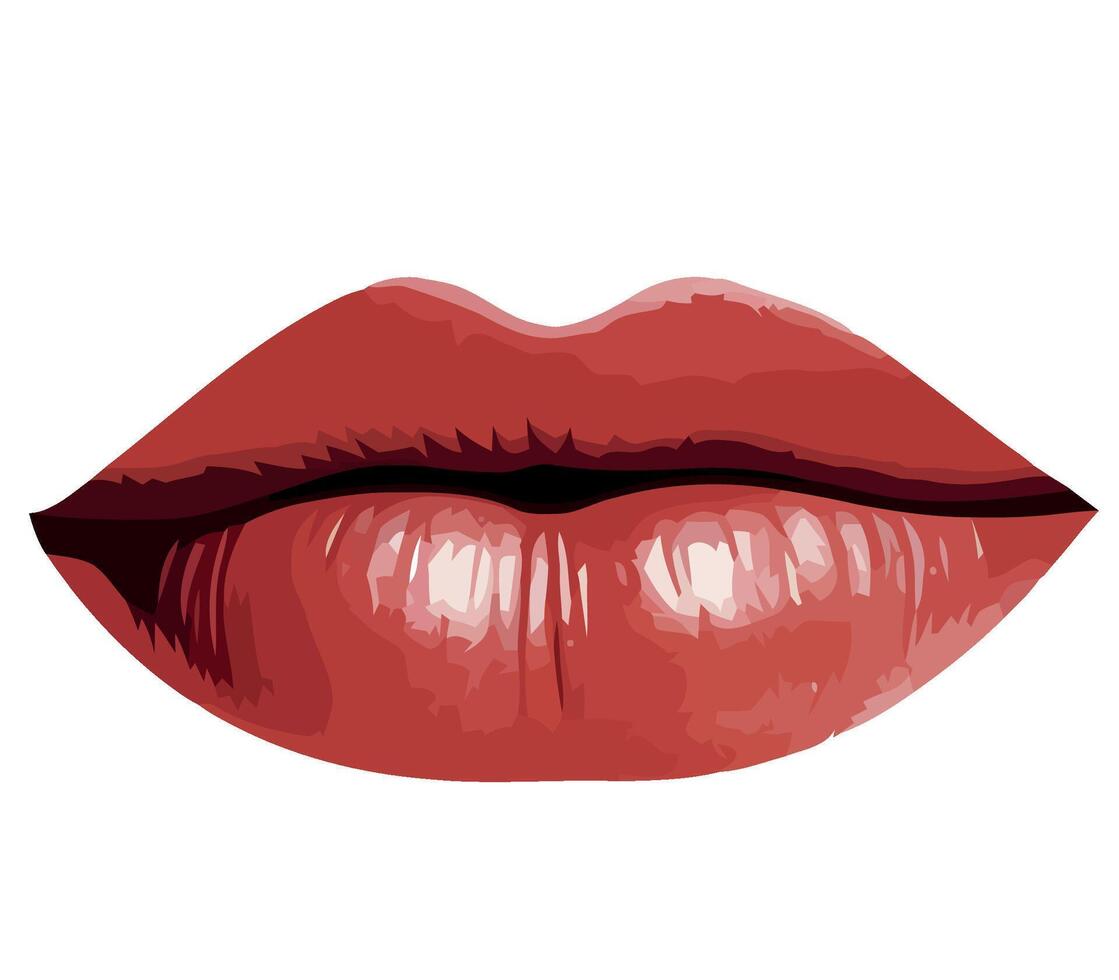 A red woman's lips with a white background vector