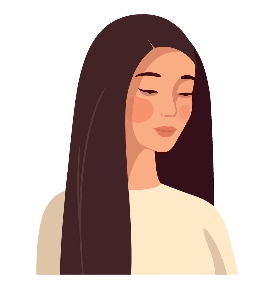A woman with long hair and eyes closed vector