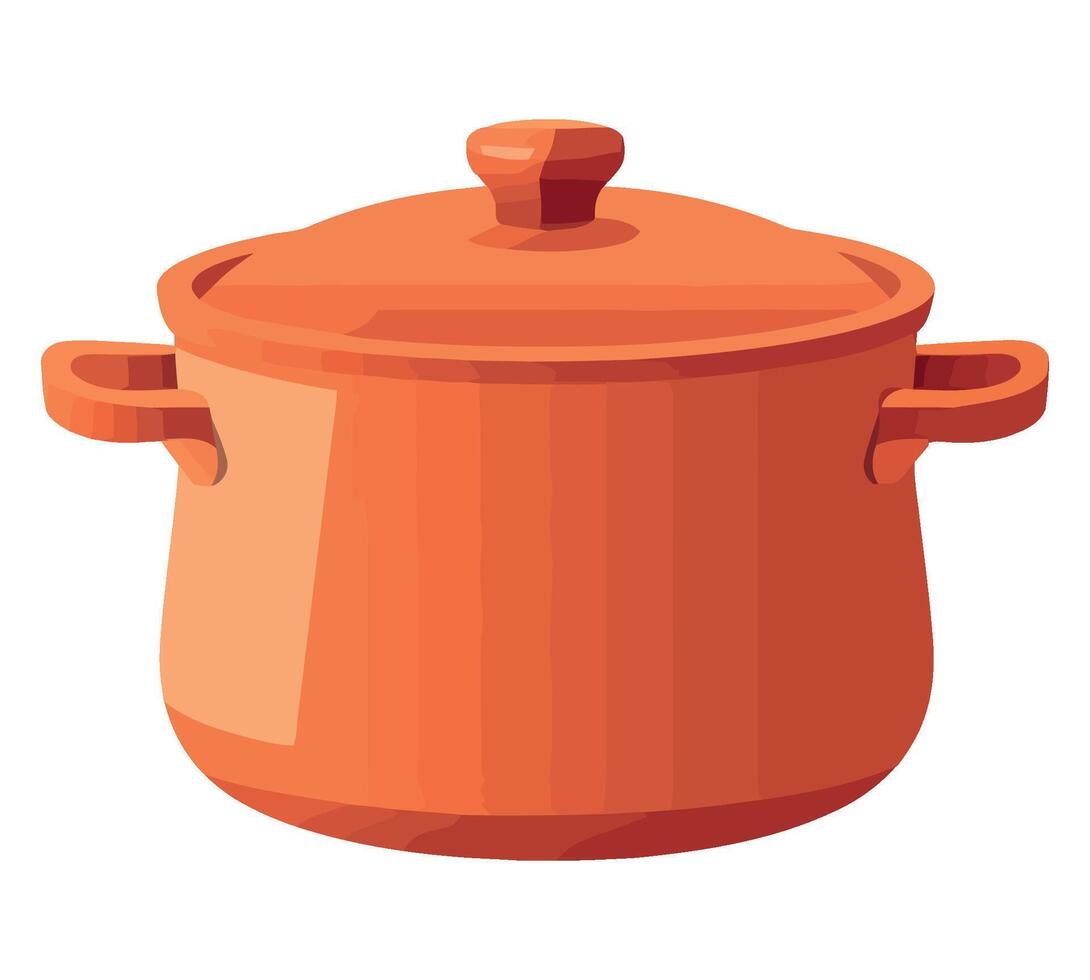 An orange pot with a lid on a white background vector