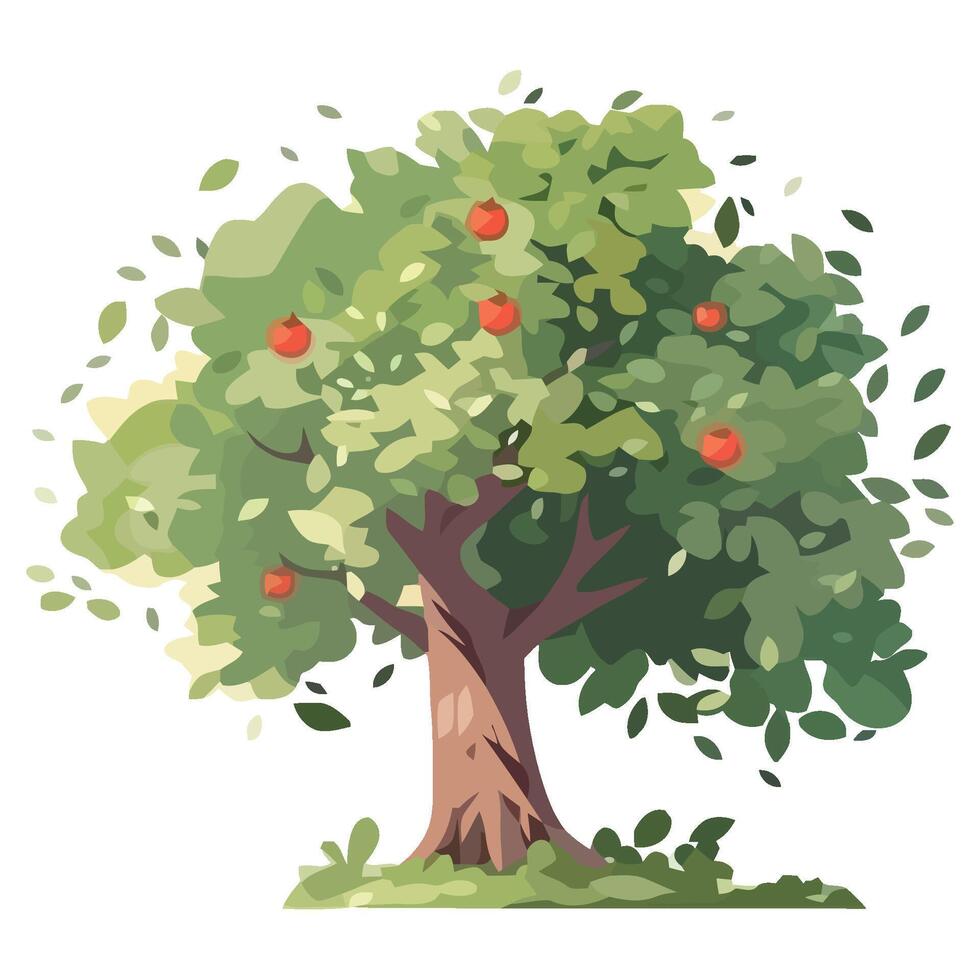 An apple tree with apples on it vector