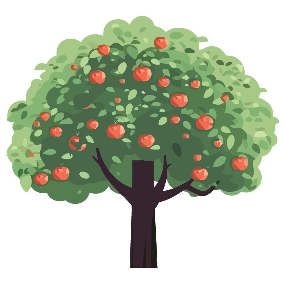 An apple tree with fruit on it vector