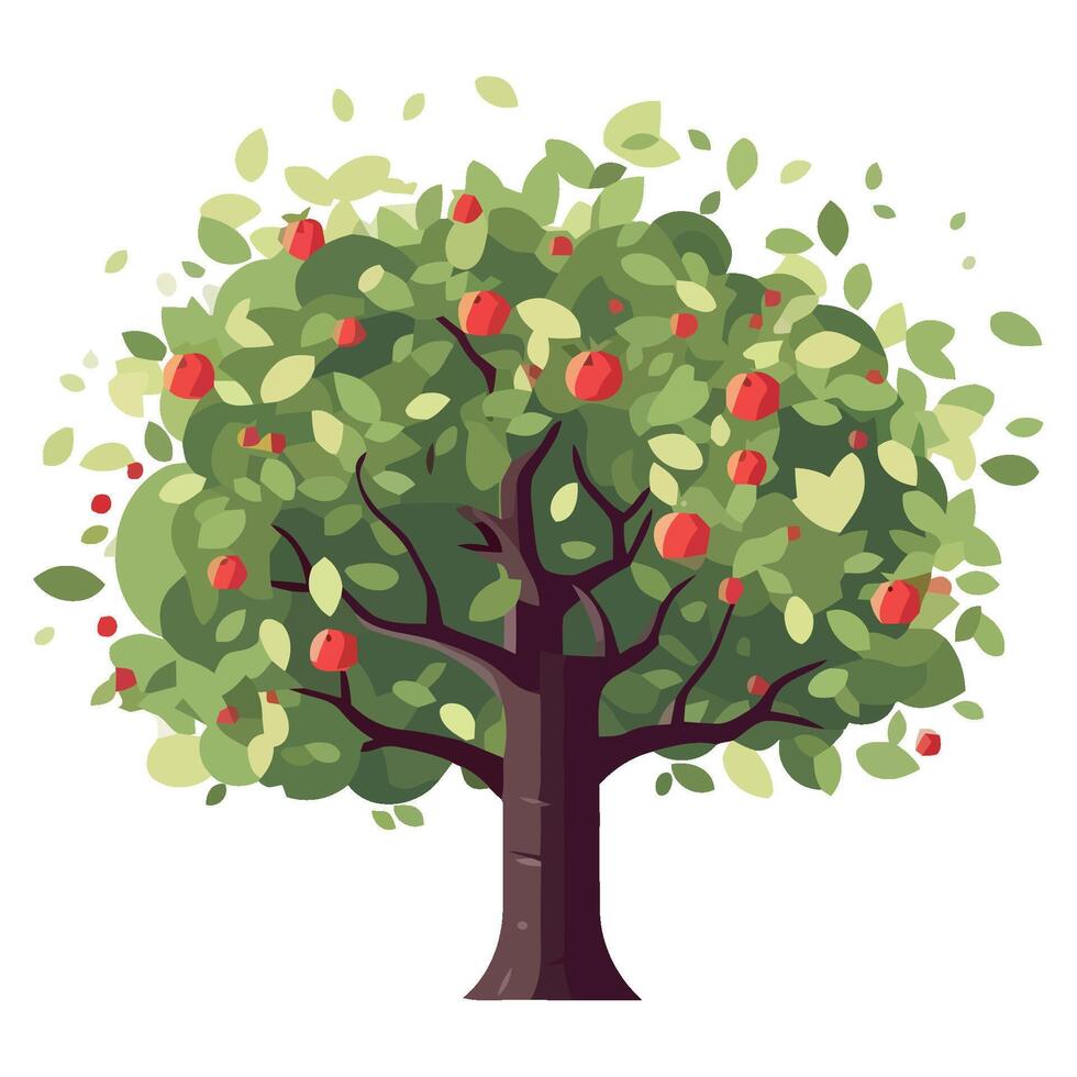 An apple tree with red apples on it vector