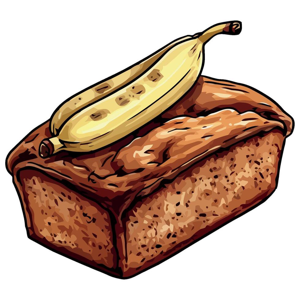 Banana bread with chocolate icing vector