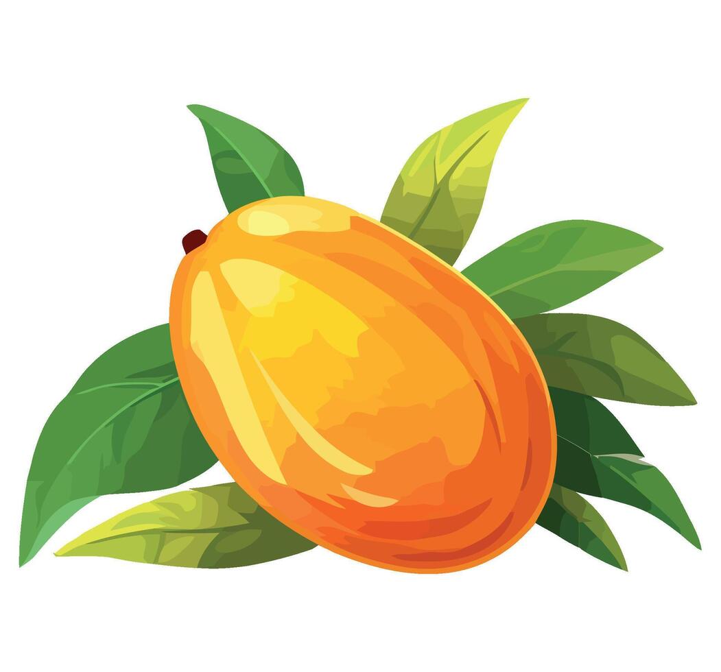 Mango fruit with leaves illustration vector