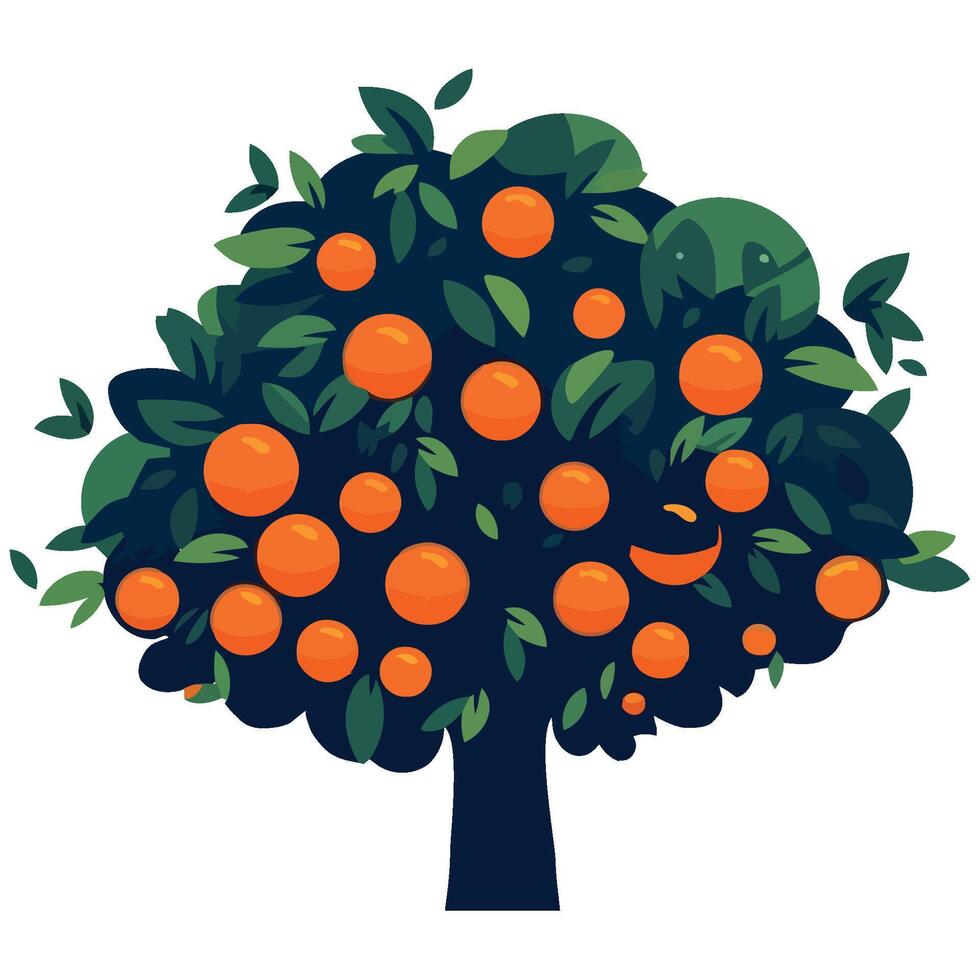 An orange tree with fruit on it vector