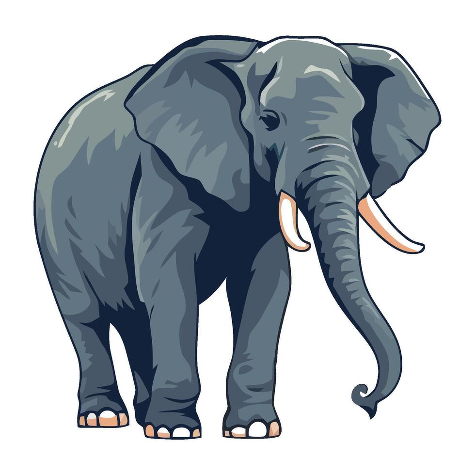 An elephant with tusks standing on a white background vector