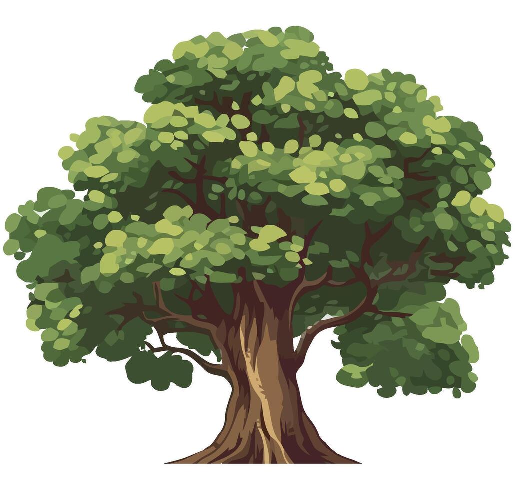 An illustration of a tree with green leaves vector