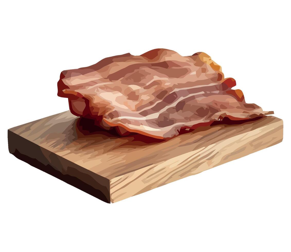 Bacon on a wooden cutting board vector