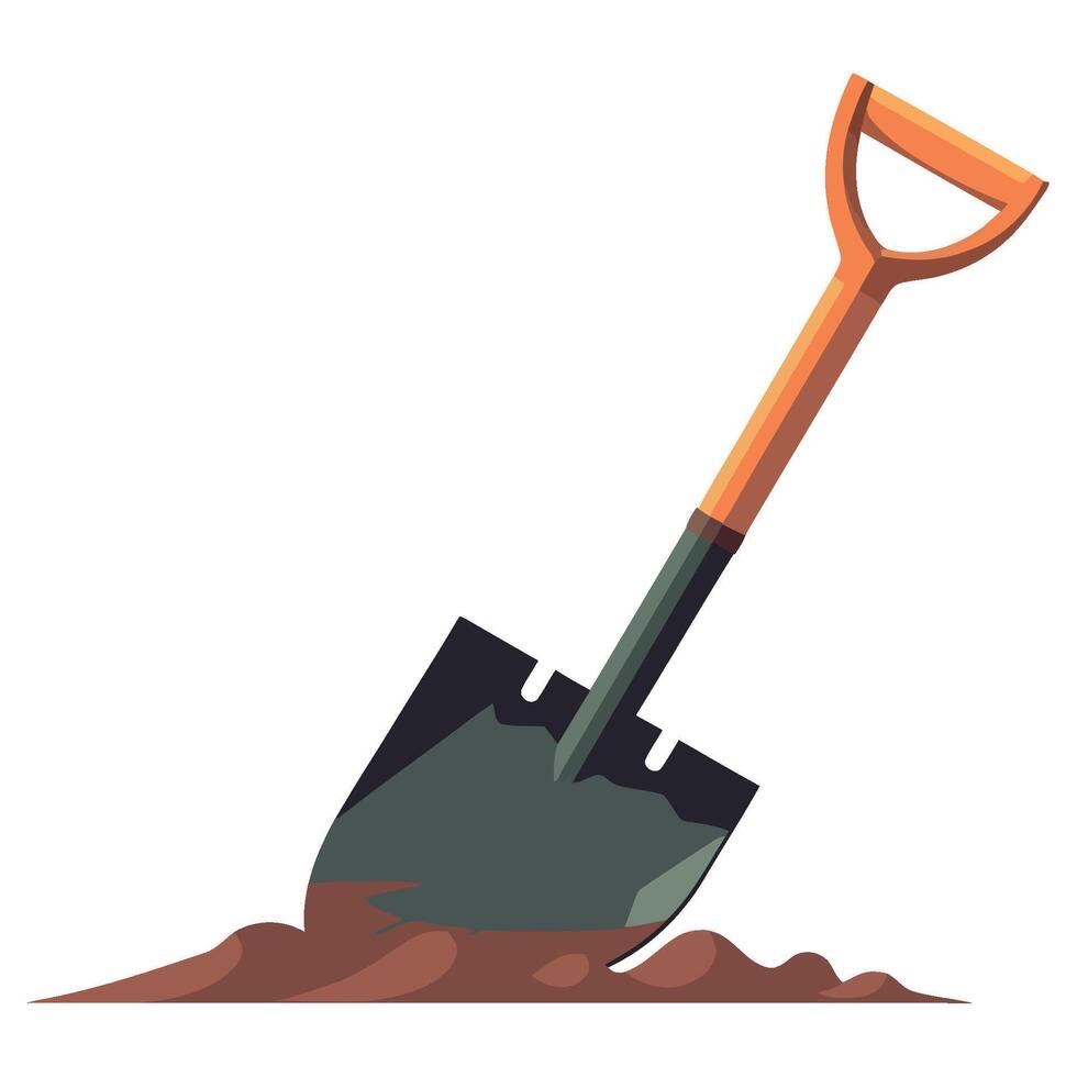 A shovel is digging into the ground vector
