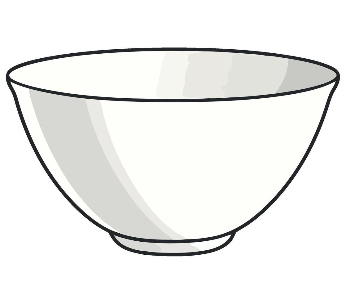 A white bowl with a black border on a white background vector