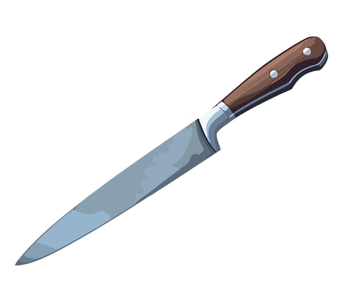 A knife with a wooden handle on a white background vector