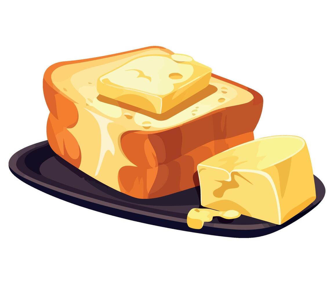 Butter and cheese on a plate illustration vector