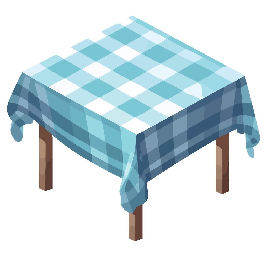 Tablecloth on wooden table with legs vector