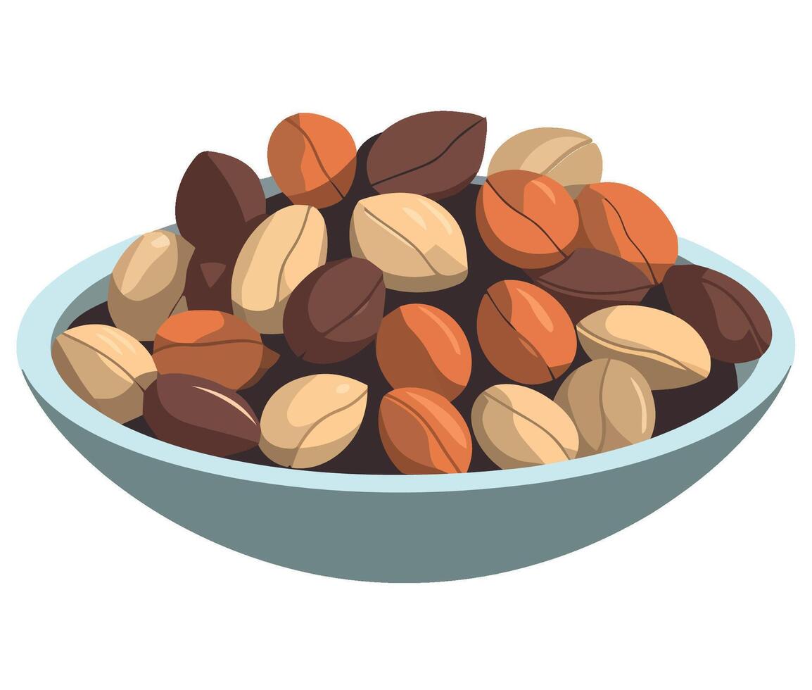 Nuts in a bowl vector