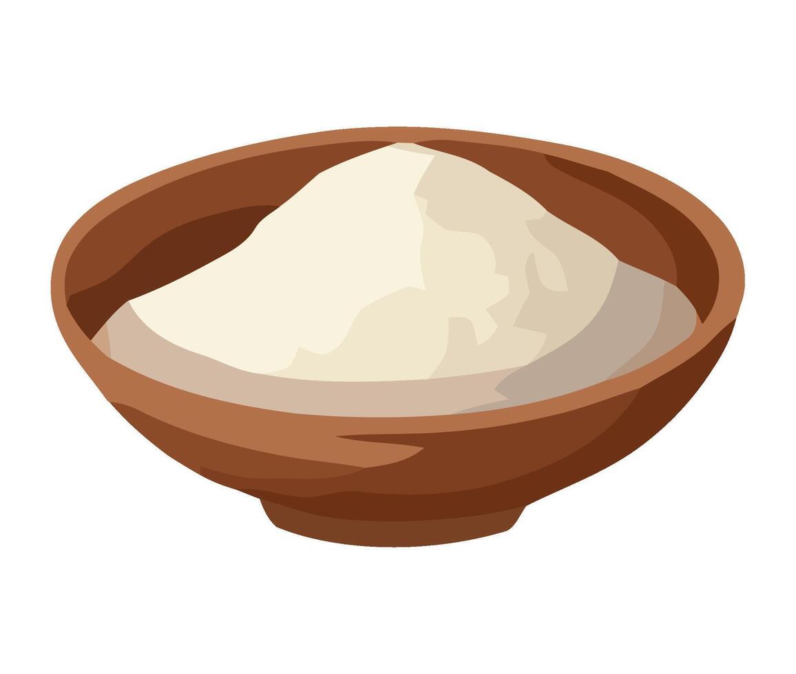 A bowl of flour on a white background vector