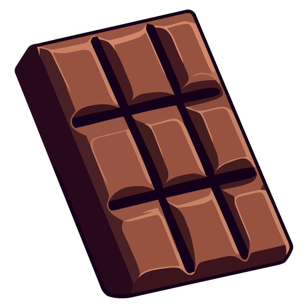 A chocolate bar is shown on a white background vector