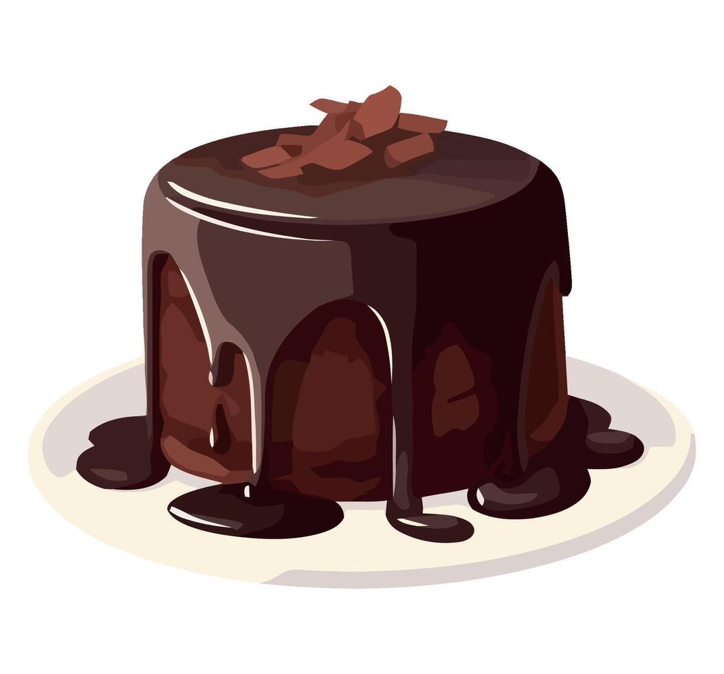 Chocolate cake with chocolate sauce illustration vector