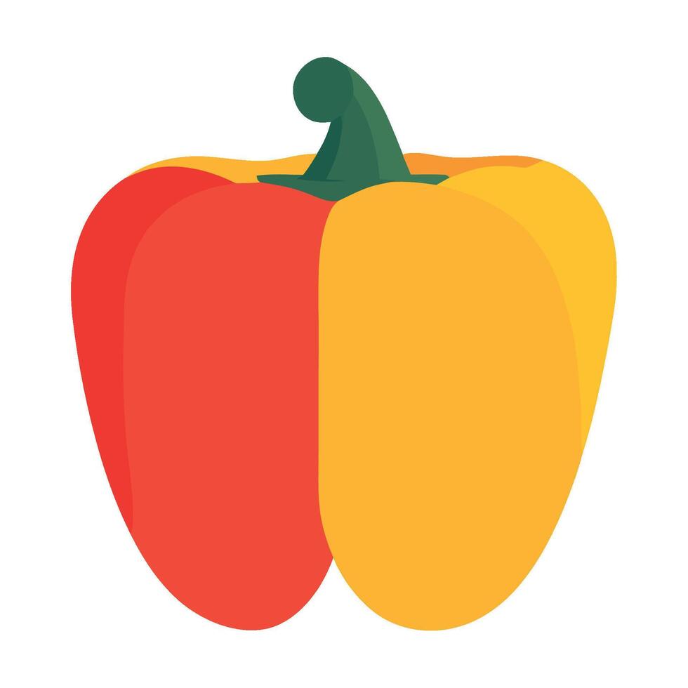 A red and yellow pepper on a white background vector