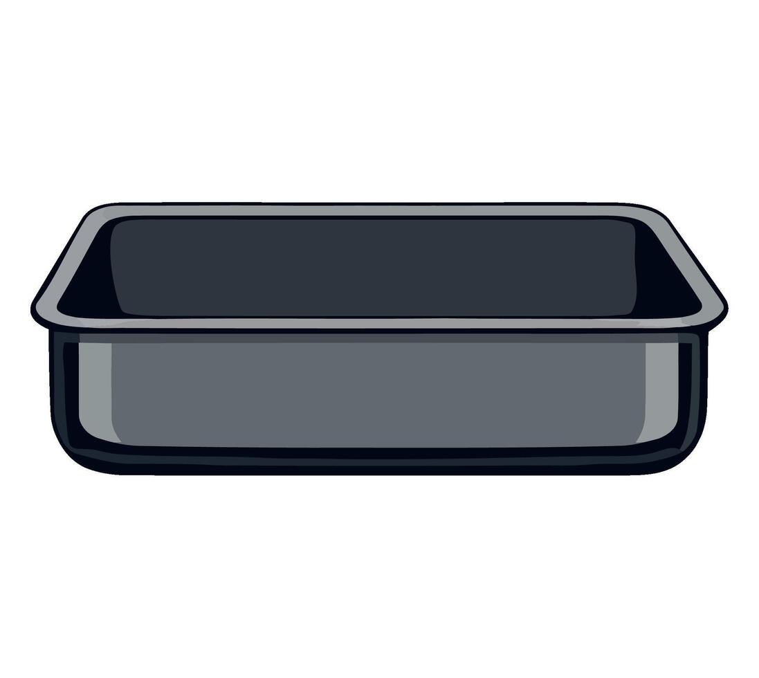 A black rectangular tray with a lid on it vector