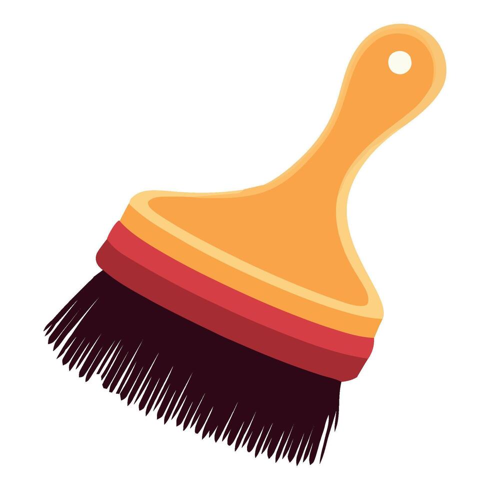 A brush with a red handle and orange handle vector