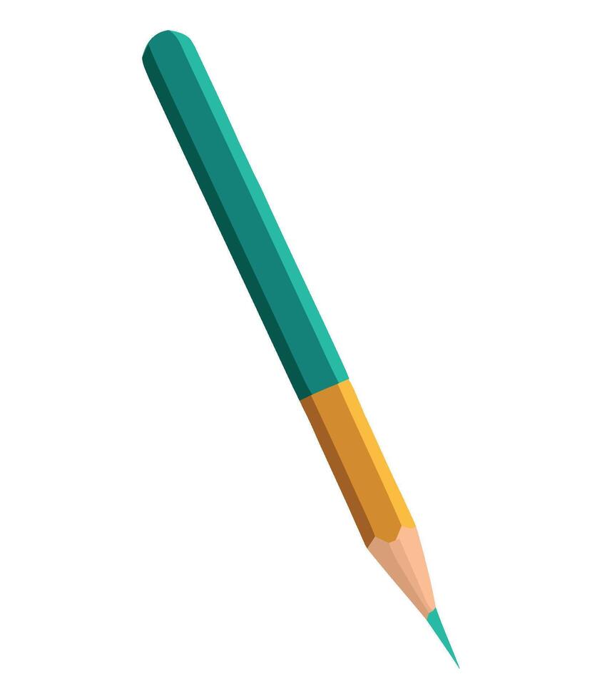 A pencil with a green tip and yellow tip vector
