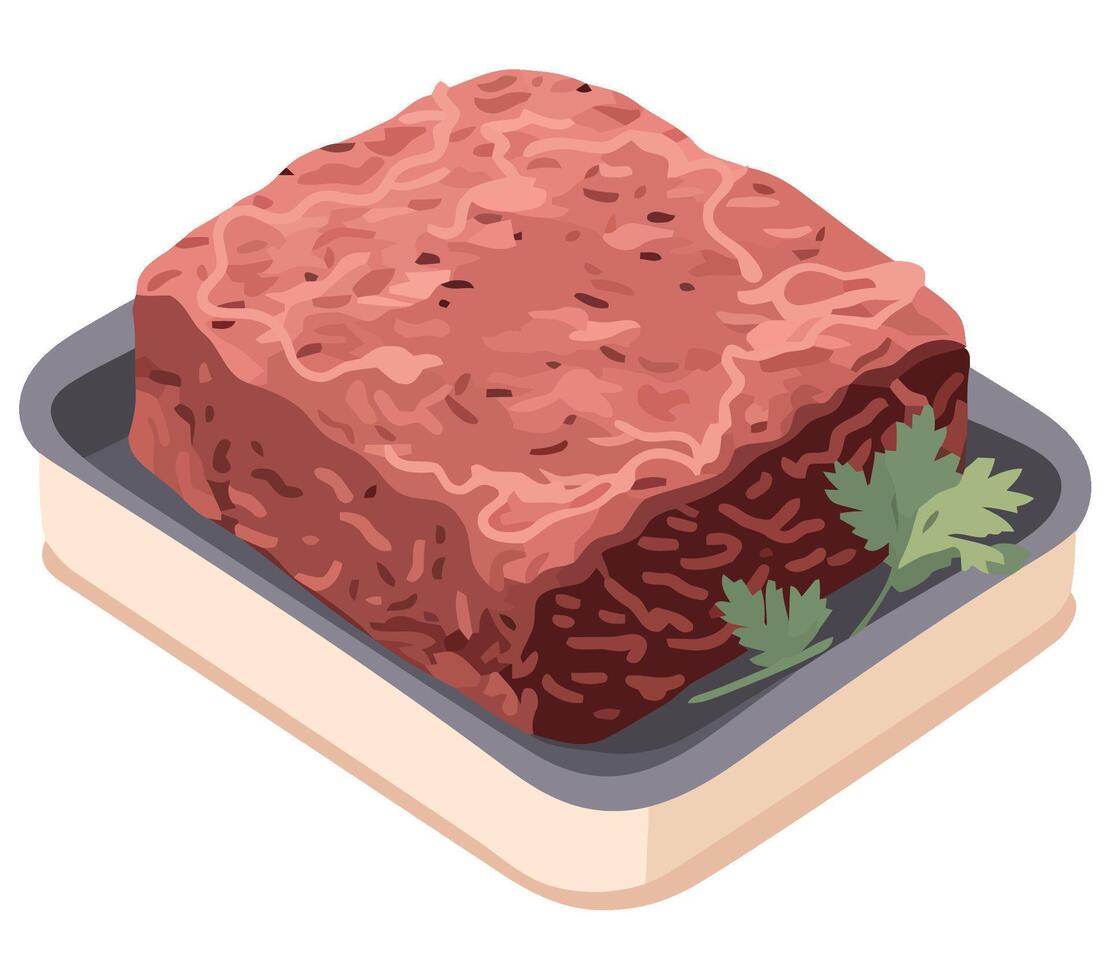 Meat in a tray on a white background vector