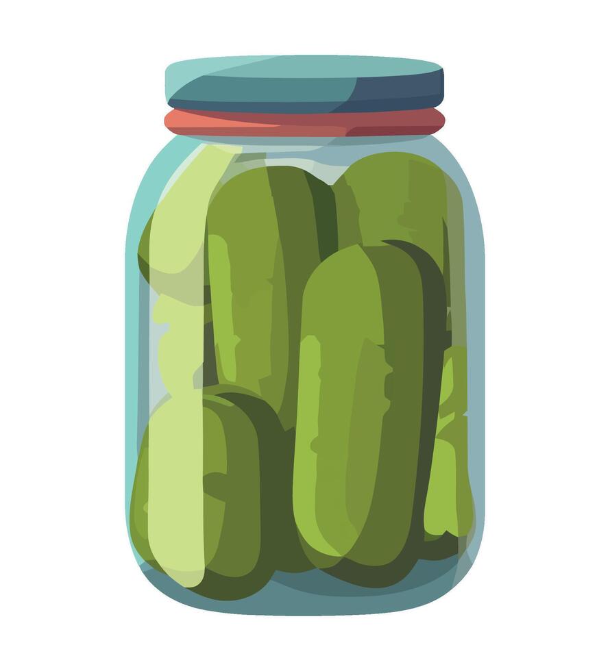 A jar full of pickles on a white background vector