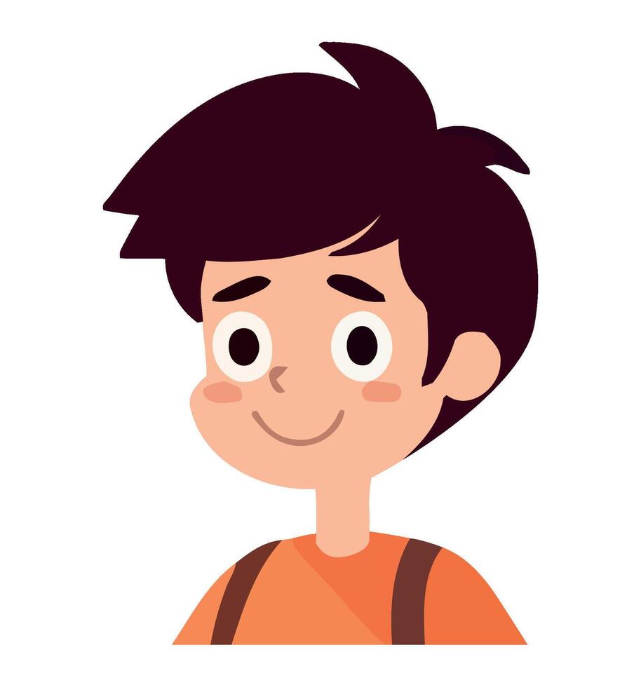A boy with brown hair and an orange shirt vector