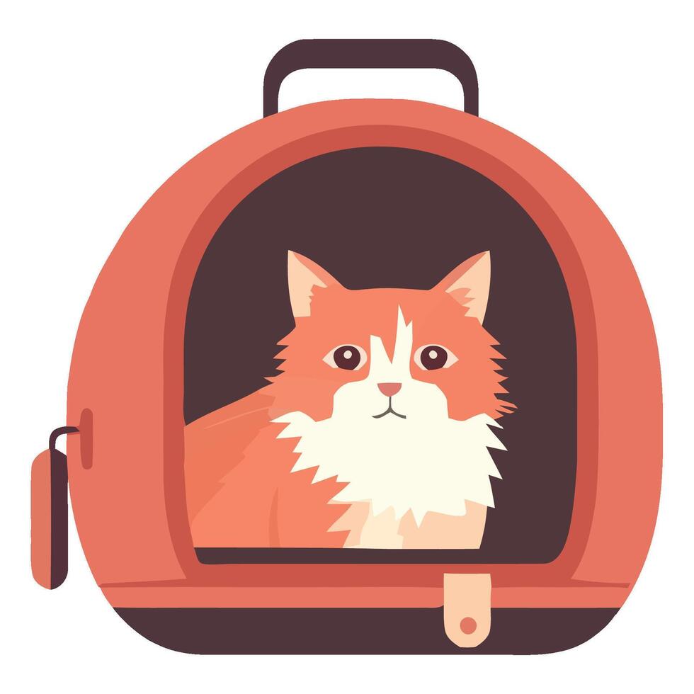 A cat is sitting inside a red suitcase vector