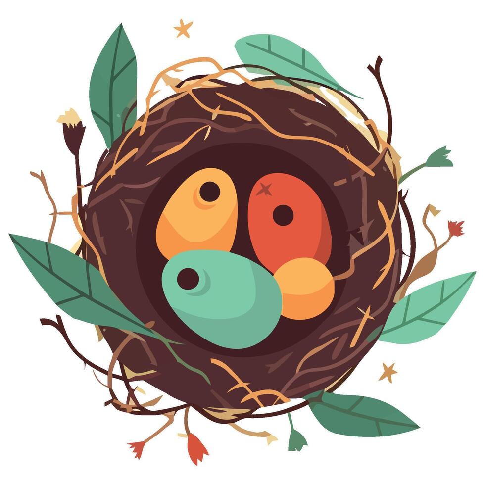 A bird nest with two birds inside vector