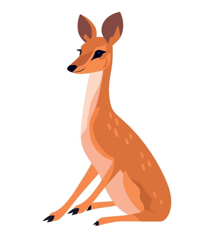 A deer sitting down on a white background vector