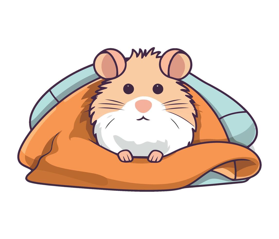 A hamster is sitting on a blanket vector