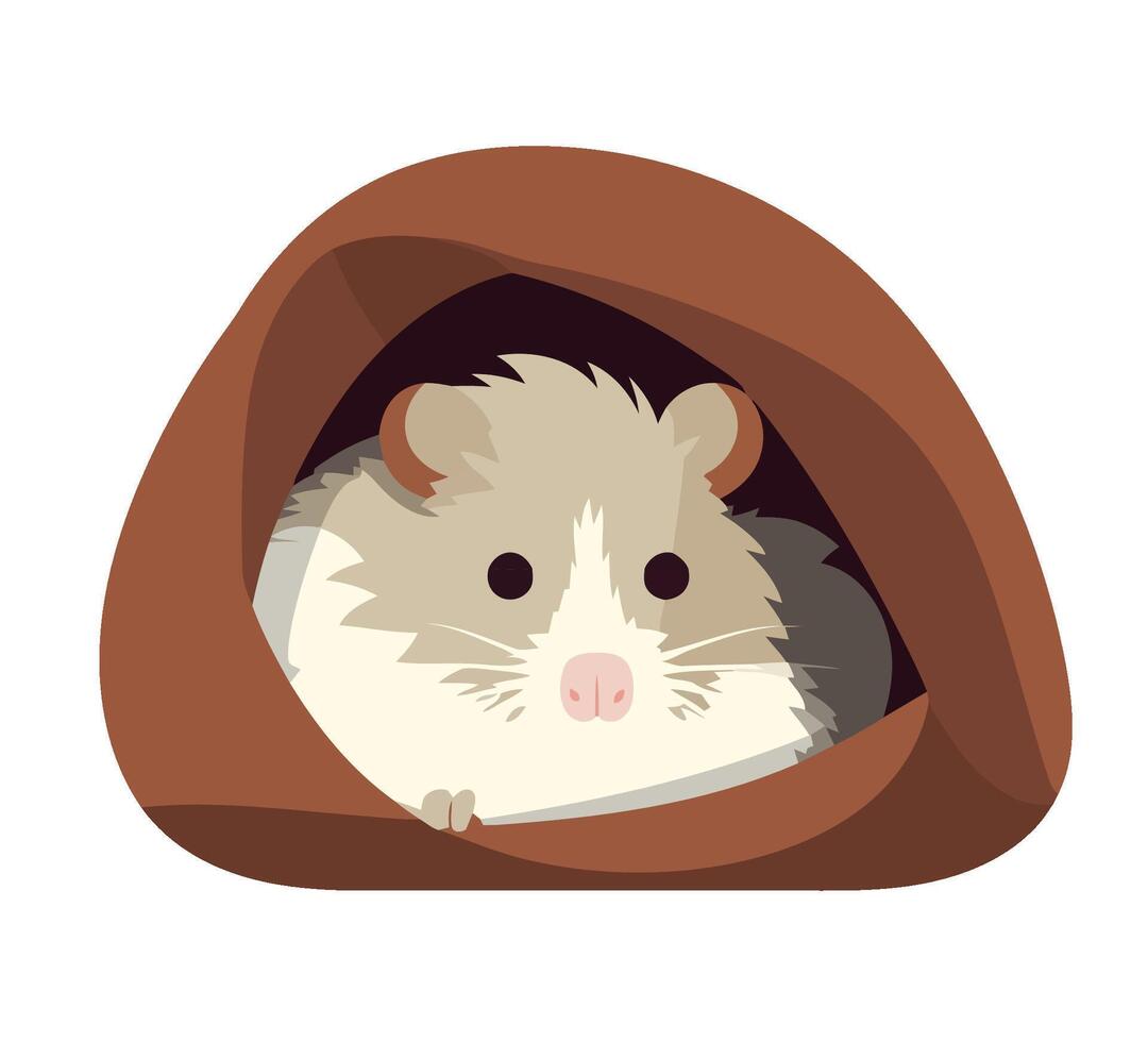 A hamster in a brown and white cave vector