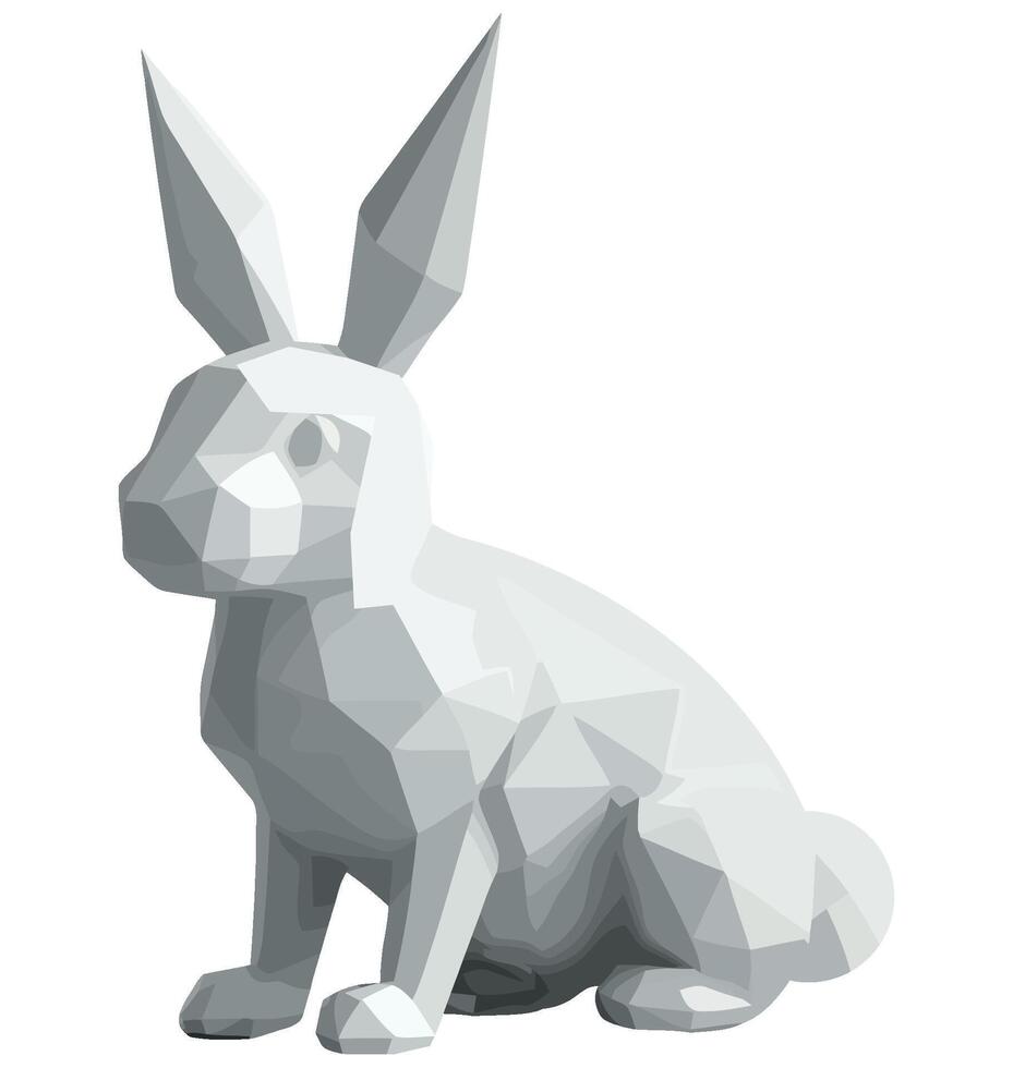 A white rabbit is sitting on a white background vector