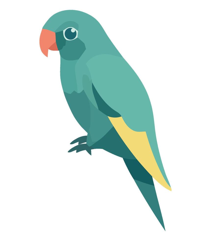 A green parrot with yellow beak and red tail vector