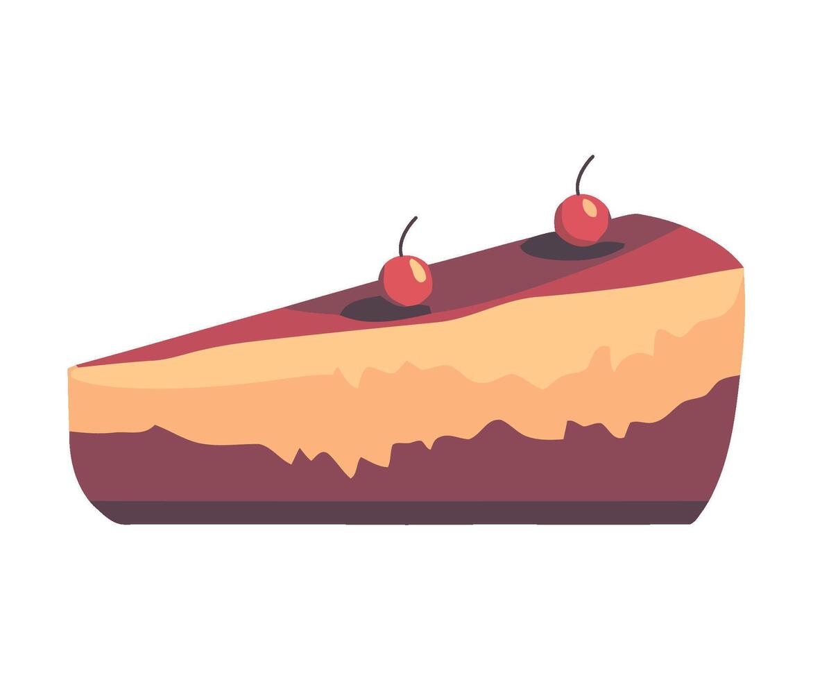 A piece of cake with cherries on top vector