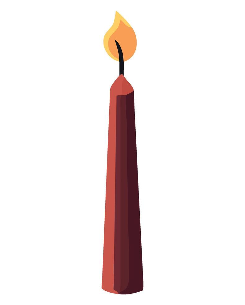 A red candle with a flame on top vector