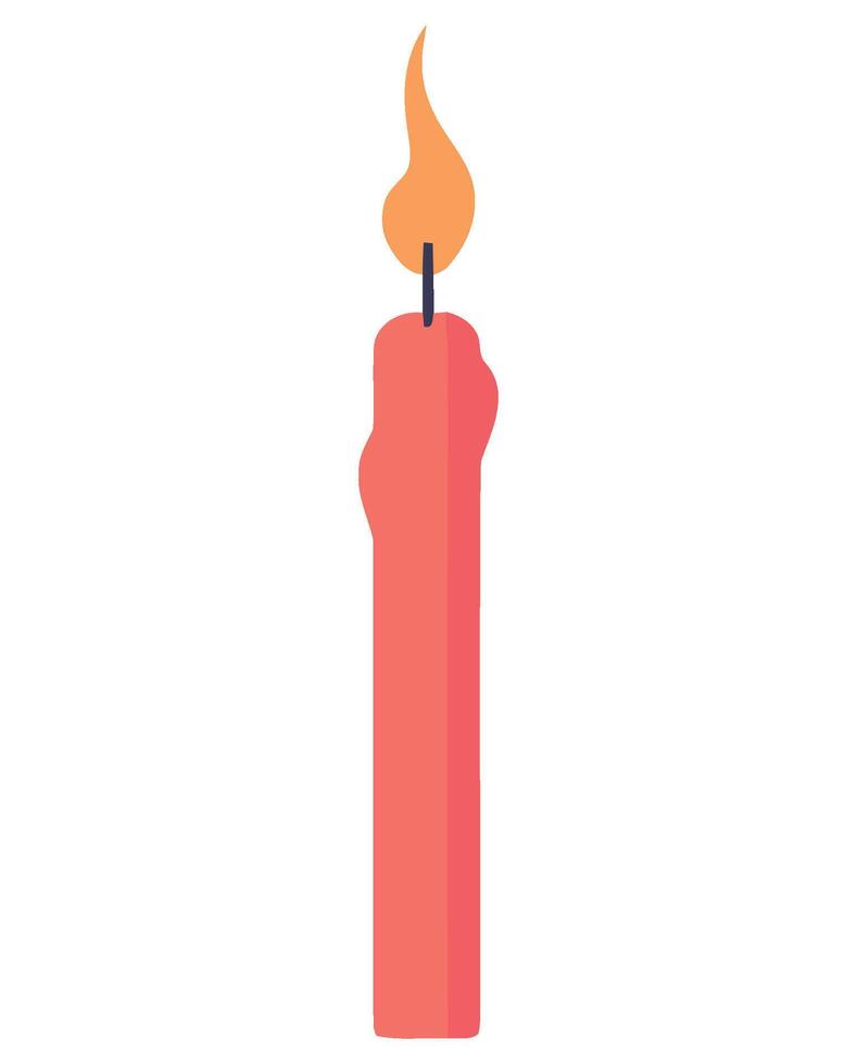 A red candle with a flame on it vector