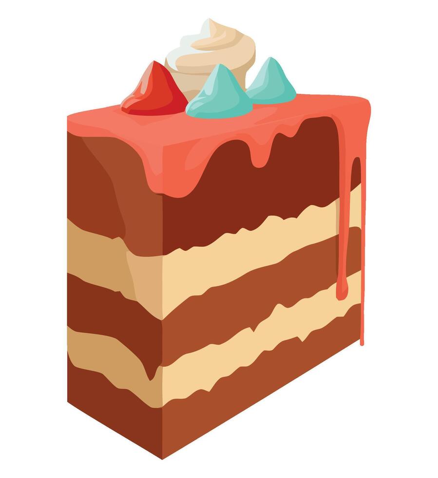 A piece of cake with a colorful icing vector