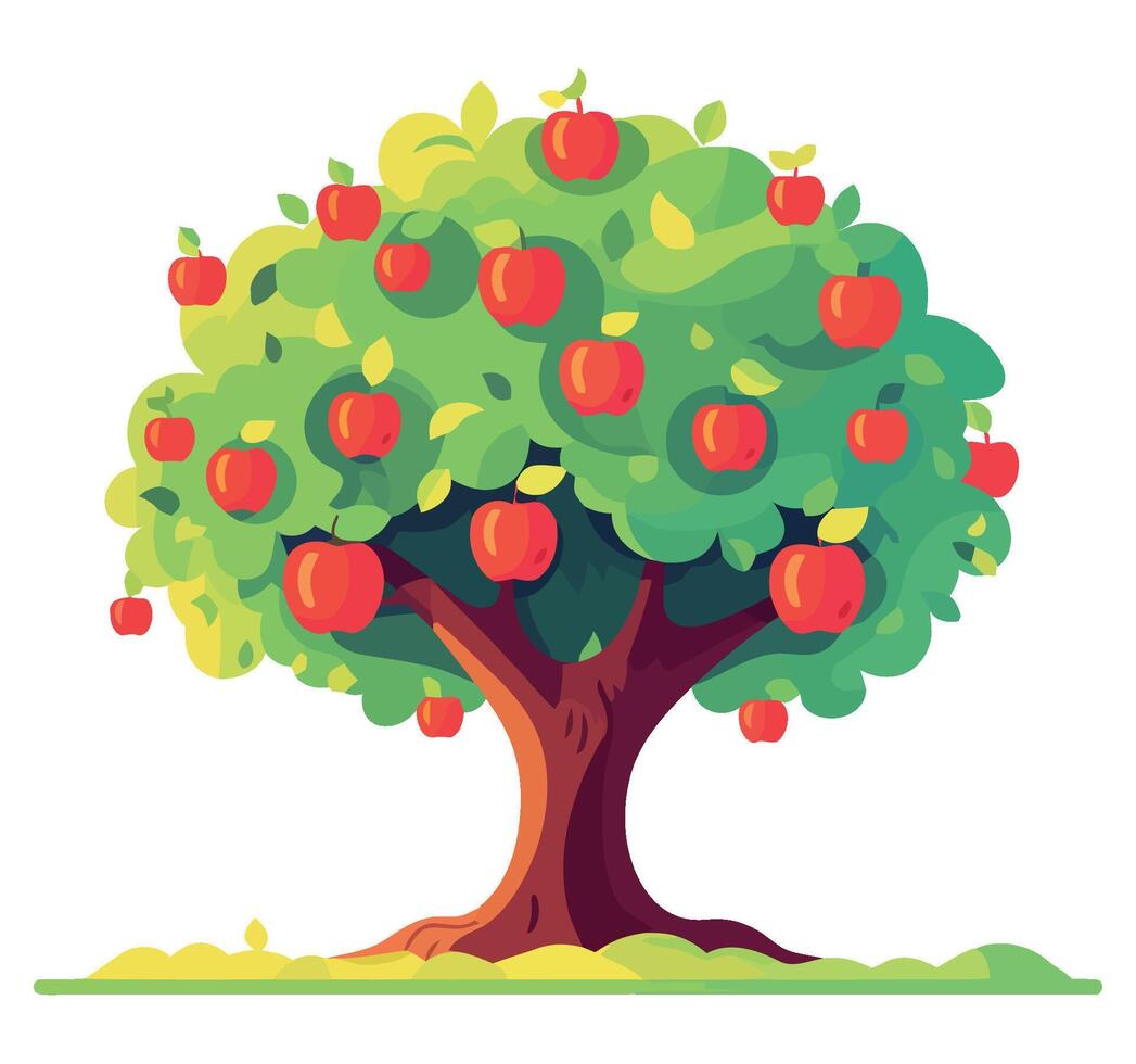 An apple tree with red apples on it vector