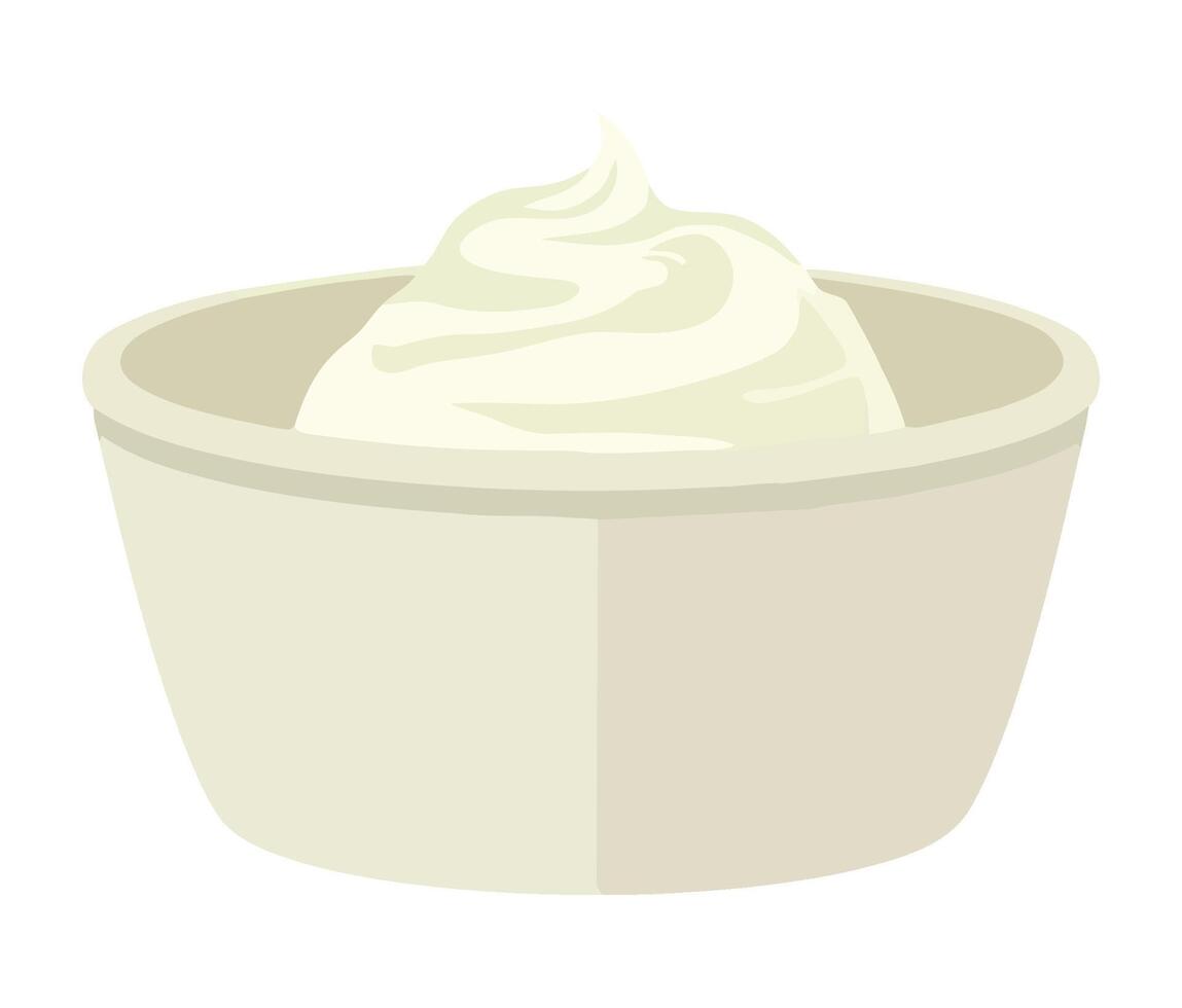 A bowl of whipped cream on a white background vector