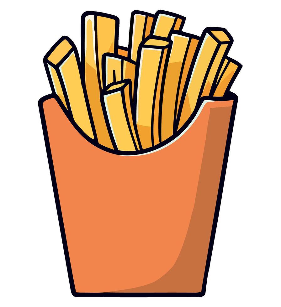French fries in a paper bag illustration vector