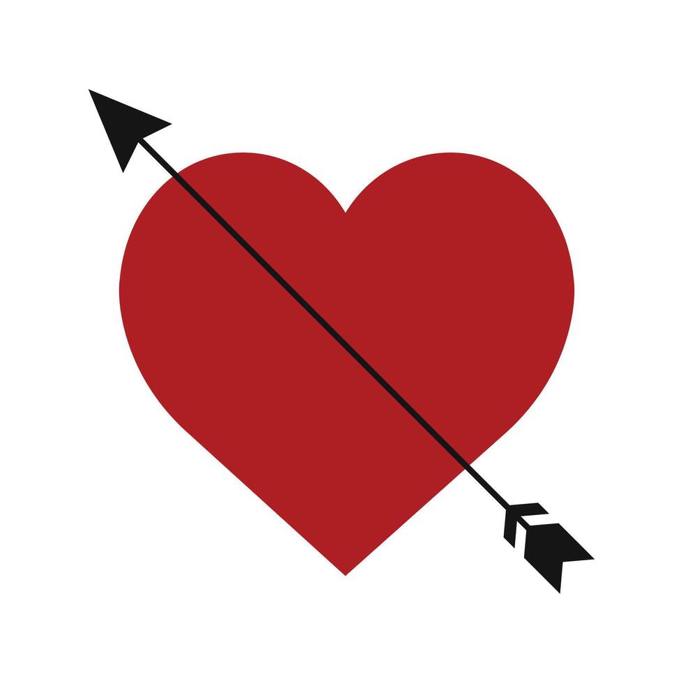 Arrow on heart icon illustration on white background vector