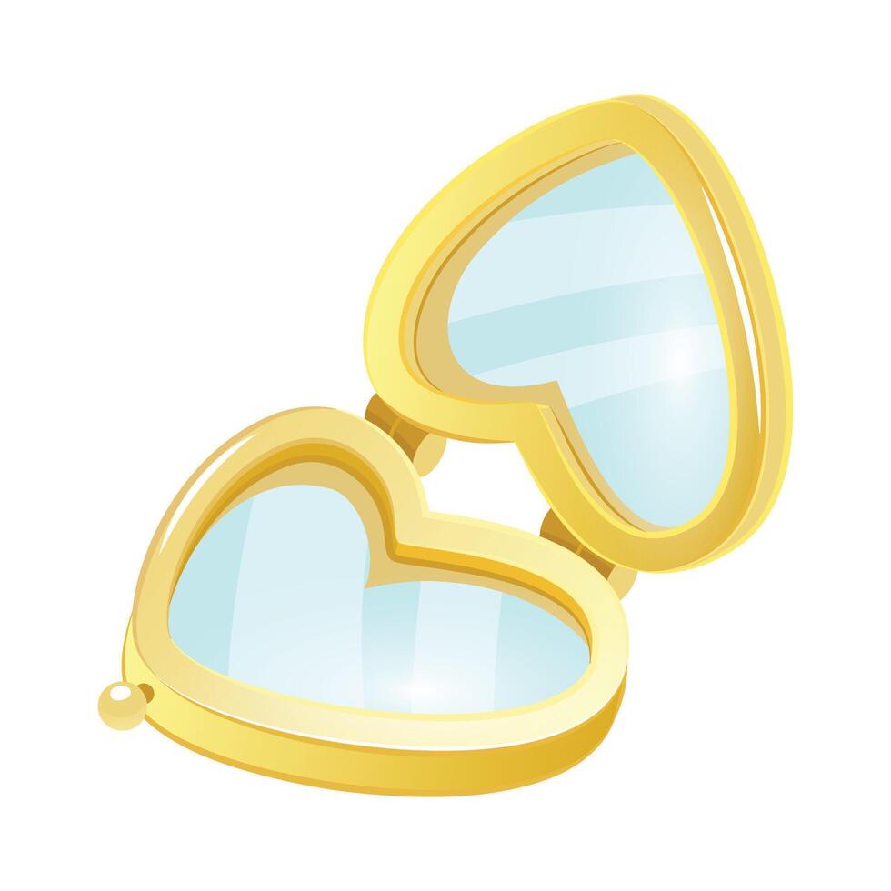 Stylish heart shaped cosmetic pocket mirror isolated on white vector