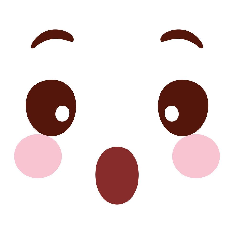 Hand drawn kawaii face isolated on the white background vector